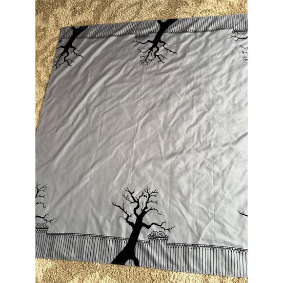 Spooky Haunted Tree Tablecloth 60"x104" Gray Black Gothic Fence Design Halloween - Picture 11 of 11
